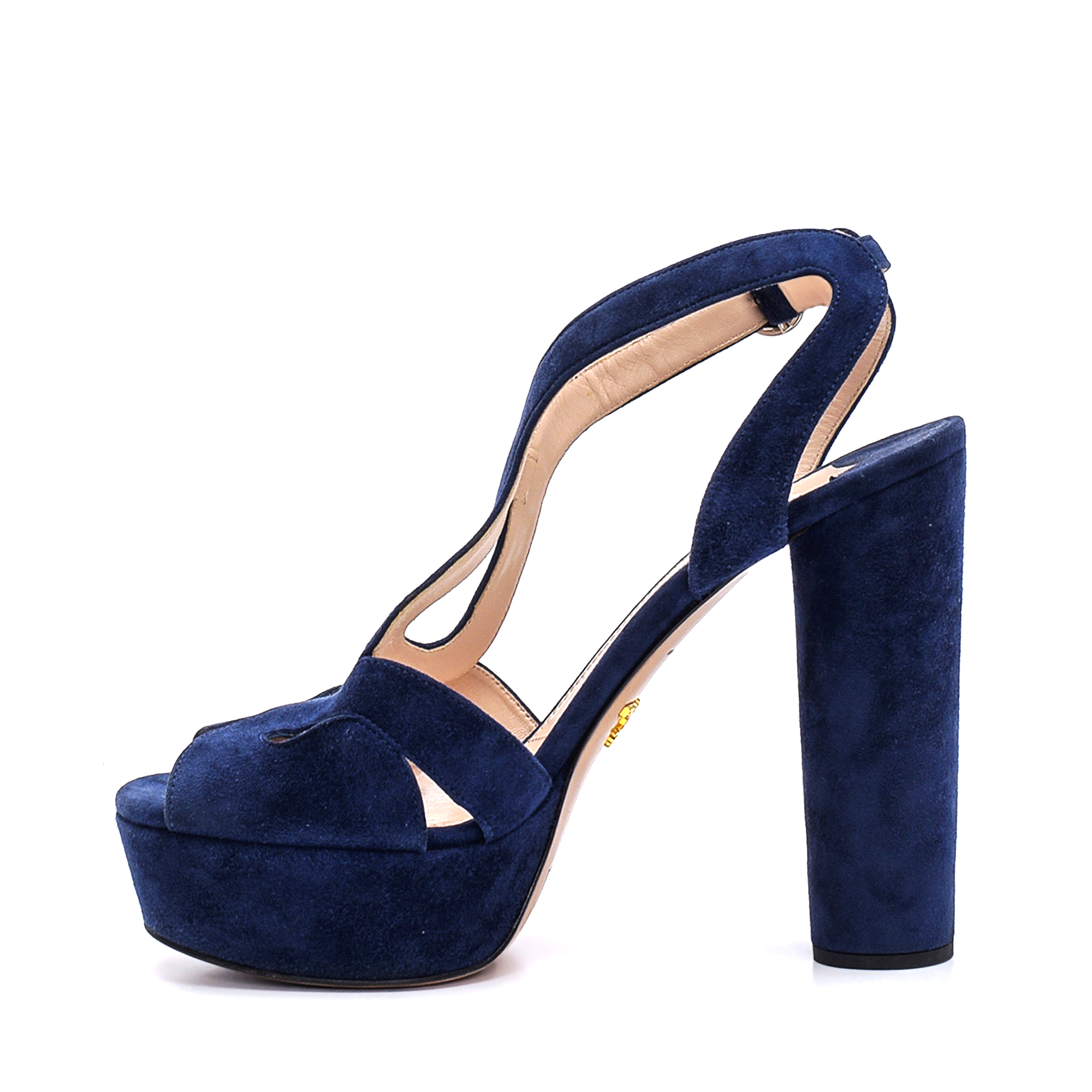 Prada - Navy Blue Suede Platform Pumps 